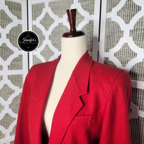 Liz Claiborne Liz Sport Vintage Petite Red 100% Laine Wool Blazer Size 8P - Picture 2 of 12